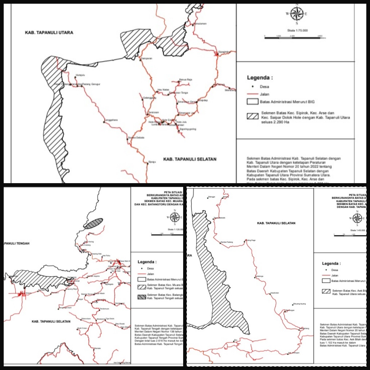 Peta luas wilayah Kabupaten Tapanuli Selatan yang diterbitkan oleh Badan Informasi Geospasial.