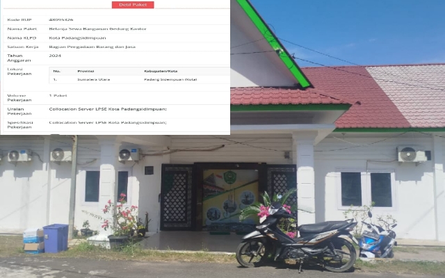 Keterangan Foto: Ppengadaan belanja sewa gedung PBJ Kota Padangsidimpuan dengan kode RUP 48095326.