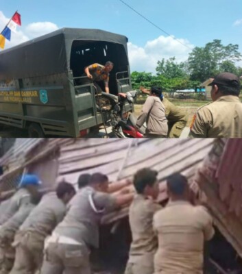 Kolase foto Satpol PP operasi tempat hiburan malam di Kabupaten Padanglawas