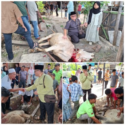 Pemimpin Redaksi KompasReal.id, Armansyah Nasution saat melaksanakan kurban di Masjid Jami Kampung Marancar (Kompas Real)
