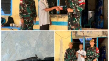 Warga Bengkayang Serahkan Senjata Rakitan ke Satgas Pamtas Setelah Diberikan Edukasi Hukum