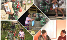 Jumat Peduli di Perbatasan, Satgas Yonarmed 19/Bogani Bagikan Sembako dan Layanan Kesehatan Gratis