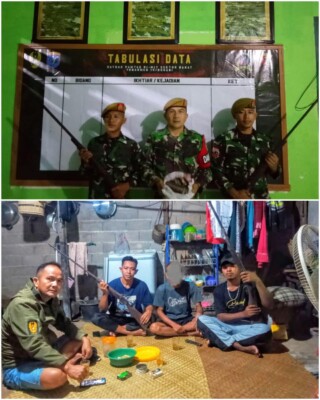 Satgas Pamtas RI-Malaysia Yonarmed 19/Bogani Terima Sukarela Dua Senjata Rakitan dan Sisik Trenggiling dari Warga Perbatasan (Istimewa)