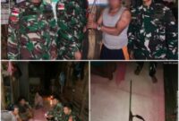 Satgas Pamtas RI-Malaysia Yonarmed 19/Bogani Terima Penyerahan Senjata Rakitan dari Warga Perbatasan (Istimewa)