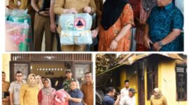 Wakil Bupati Atika Azmi Utammi Nasution turun ke lokasi kebakaran dan berikan bantuan pada para korban. (istimewa)
