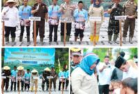 Dukung Program Ketahanan Pangan, Wakil Bupati Mandailing Natal (Madina) Atika Azmi Utammi Nasution turun ke ladang dan ikut menanam bibit.