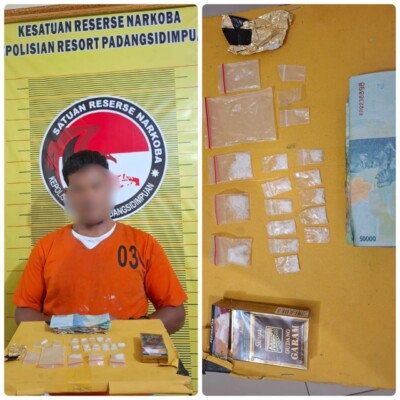 Satresnarkoba Polres Padangsidimpuan berhasil membekuk seorang pria yang diduga mengedarkan narkotika jenis sabu. (istimewa)