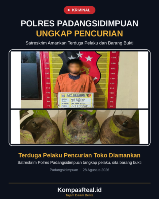 Terduga pelaku pencurian berinisial AHP alias Paet (37) saat diamankan di Mapolres Padangsidimpuan, Jumat (28/8/2026). (Istimewa)