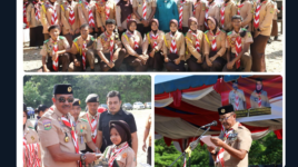 Bupati Mandailing Natal H. Saipullah Nasution memimpin upacara HUT ke-65 Gerakan Pramuka di Blok C Taman Raja Batu, Panyabungan, Senin (31/8/2026). Ia menegaskan swasembada pangan butuh pendidikan, teknologi, dan kewirausahaan. (istimewa)