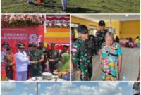 Satgas Pamtas RI-PNG Statis Yonif 643/Wns turut andil dalam rangkaian upacara pengibaran bendera Merah Putih dan layanan kesehatan gratis
