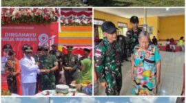 Satgas Pamtas RI-PNG Statis Yonif 643/Wns turut andil dalam rangkaian upacara pengibaran bendera Merah Putih dan layanan kesehatan gratis