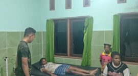 Satgas Yonif 147/KGJ Evakuasi Warga Keracunan ke Puskesmas Distrik Meyado (Istimewa)