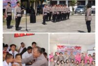 Kapolres Padangsidimpuan AKBP Noval N.G Desky memimpin Upacara Hari Jadi Polwan ke-78 bersama siswa SLB Negeri Padangsidimpuan, Selasa (1/9/2026), yang dilanjutkan dengan acara syukuran bersama para siswa. (istimewa)