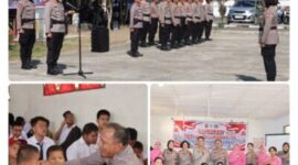Kapolres Padangsidimpuan AKBP Noval N.G Desky memimpin Upacara Hari Jadi Polwan ke-78 bersama siswa SLB Negeri Padangsidimpuan, Selasa (1/9/2026), yang dilanjutkan dengan acara syukuran bersama para siswa. (istimewa)