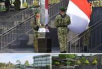 Prosesi pengibaran bendera dan jalannya upacara peringatan Haornas ke-43 di Lapangan Makodam XVIII/Kasuari, Manokwari, Rabu (9/9/2026). ( Pendam XVIII/Kasuari)