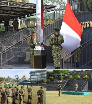 Prosesi pengibaran bendera dan jalannya upacara peringatan Haornas ke-43 di Lapangan Makodam XVIII/Kasuari, Manokwari, Rabu (9/9/2026). ( Pendam XVIII/Kasuari)