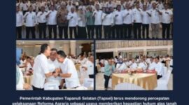Bupati Gus Irawan Pasaribu (tengah) bersama jajaran menghadiri Rakor Awal Reforma Agraria GTRA Sumut 2026 di Kantor Gubernur Sumatera Utara, Medan, Rabu (2/9/2026). (istimewa)